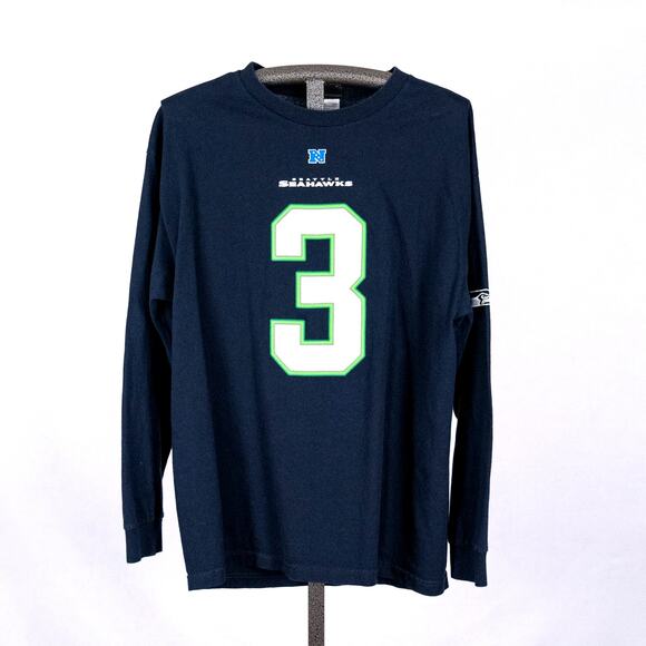 NFL Branded Seattle Seahawks Russell Wilson #3 Long-Sleeve T-Shirt Men's Size XL - Picture 3 of 5